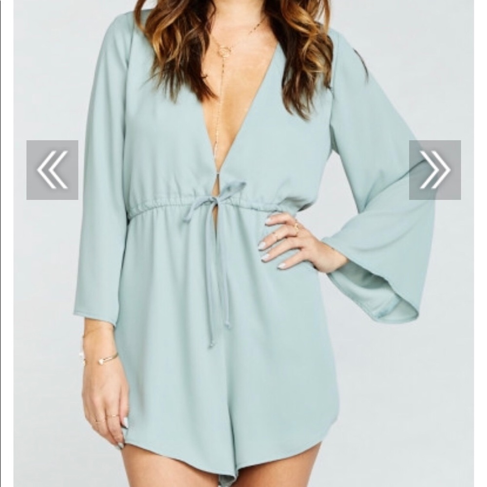 Mumu Roxy Romper- Silver Sage Crisp